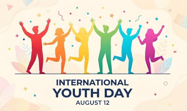 Colorful International Youth Day Silhouette Illustration