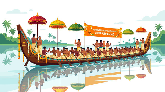 Spectacular Kerala Snake Boat Race: Traditional Regatta, Cultural Festival, Vibrant Celebration with Oarsmen