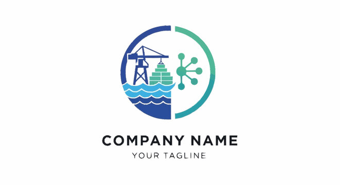 Minimalist company logo with nature and construction elements.