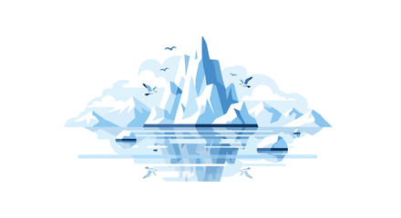 Majestic iceberg floating in calm arctic waters with seagulls © dendi