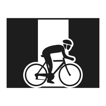 Stylized bicycle racer icon for tour the fance event