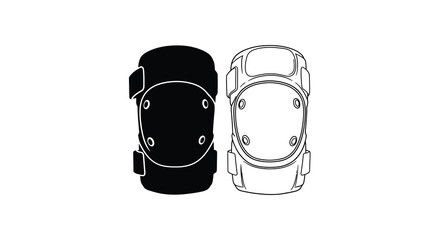 Knee pad silhouette in black and white line art style silhouette © turag
