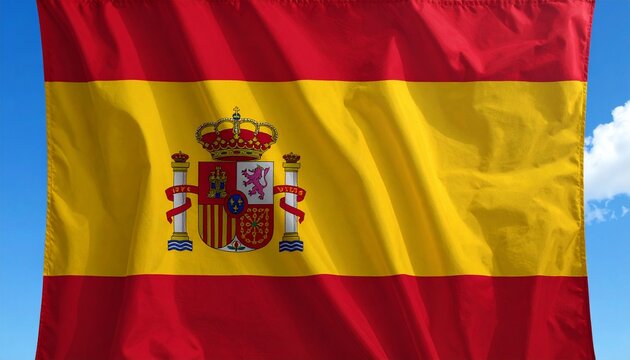 Spain flag waving outdoors