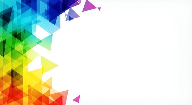 Colorful geometric triangle shapes on white background