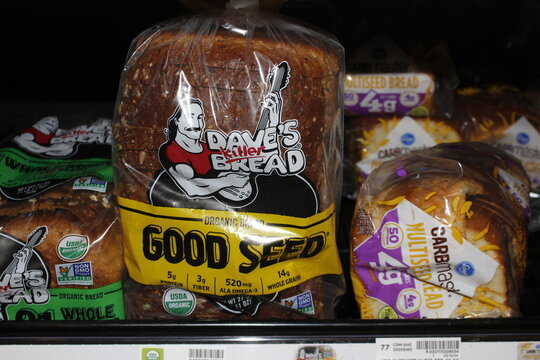 Dave's Bread Good Seed bag closeup shelf