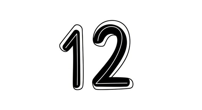 Large Number 12 Black Graphic.