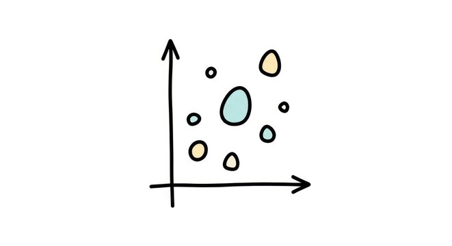 Scatter plot with colorful bubbles graph.