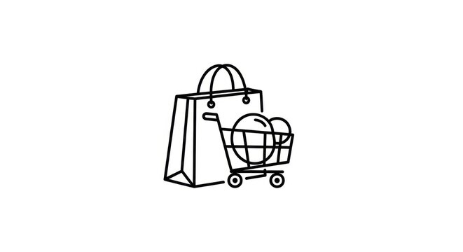 Shopping cart with bags and goods.