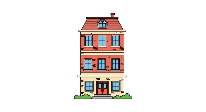 Red brick apartment building with dormer window
