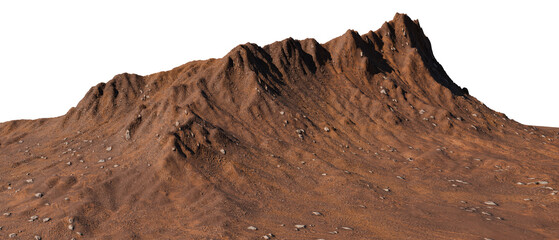 3d rendering detailed red desert mountain ridge with rocky terrain isolated on transparent background, perfect for Mars planet landscape, canyon surface, or sci-fi environment design © EcoSpace