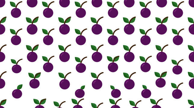 Seamless Pattern of Cute Purple Plums Illustration
