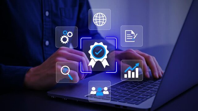 Top service Quality assurance, Guarantee, Standards, ISO certification and standardization concept, satisfaction, service experience.