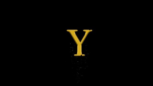 English alphabet letter Y with gold particles and transparent background