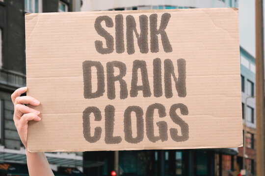 "Sink Drain Clogs" Hair blocks the pipe opening. SINK. DRAIN. CLOGS. HAIR. PIPE.