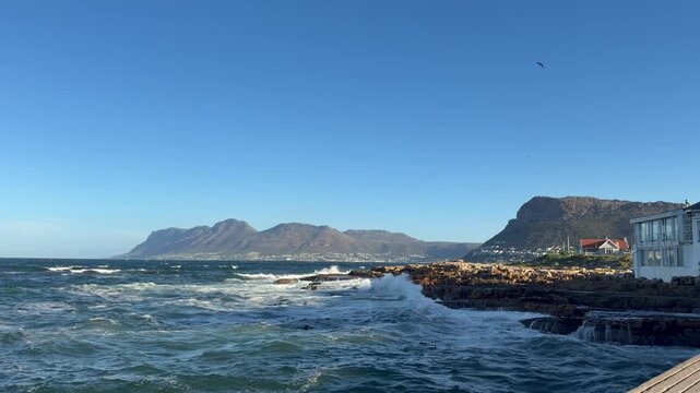 A view across False Bay toward Simonstown, near Cape Town, South Africa.