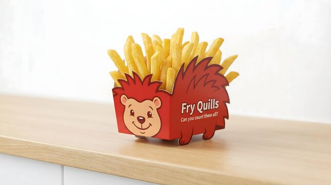 nutritious Food & Healthy Eating designed with elegant food styling Innovative Hedgehog-Themed French Fry Packaging for Kid-Friendly Fast Food Marketing