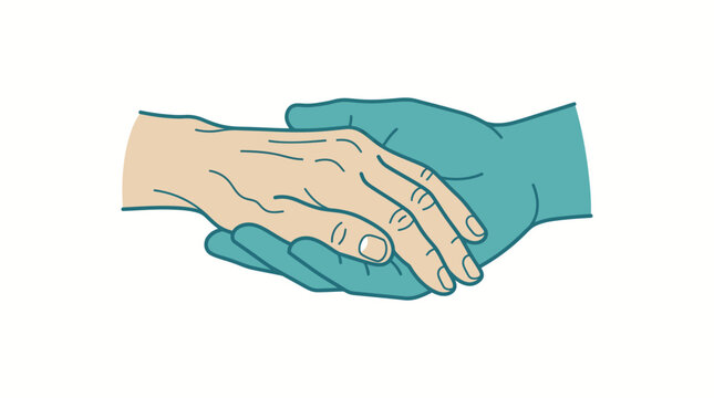 Vector illustration of supportive hands showing compassion and elderly care assistance