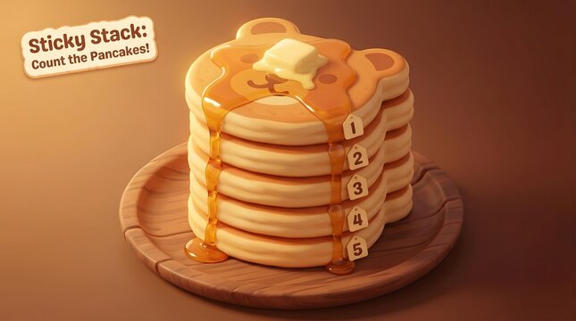 nutritious Food & Healthy Eating designed with elegant food styling Whimsical Bear-Shaped Stacked Pancakes with Butter and Syrup Drizzle in Warm Lighting for Playful Breakfast Concept