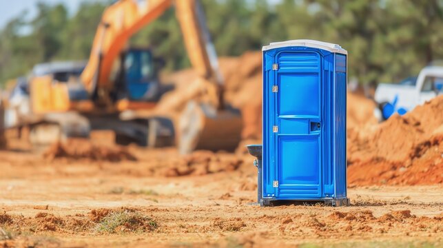 Portable toilet at a construction site.
