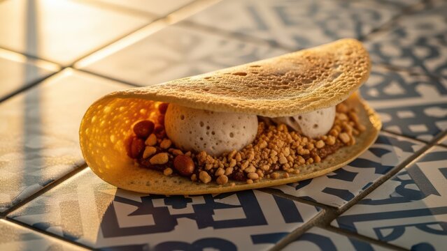 Crispy Apam Balik Dessert with Chocolate and Nuts