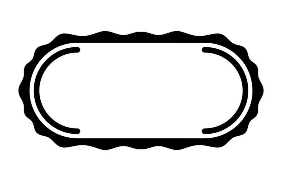 Oval oblong scalloped edge badge label frame as transparent cutout