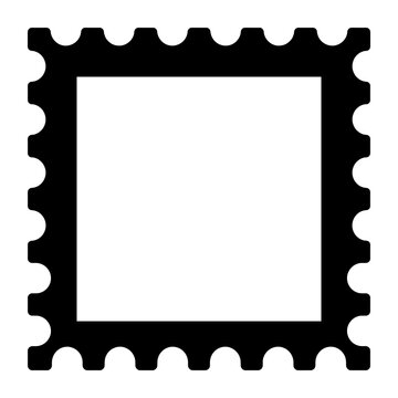 Simple square postage stamp perforated edge frame as transparent cutout