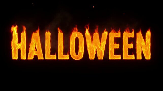 Halloween text made of fire isolated on black background