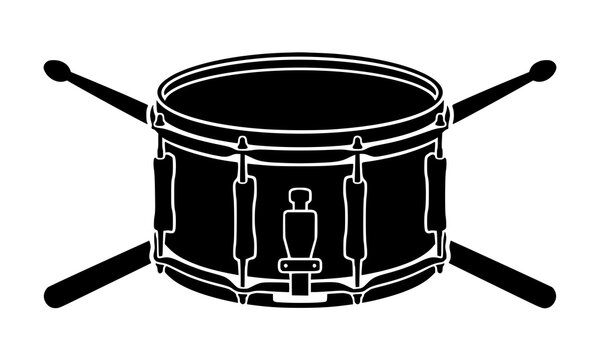 Snare drum with crossed drumsticks silhouette
