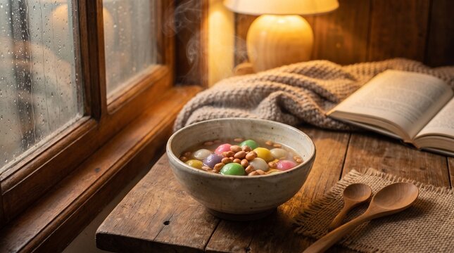 Steaming Bowl of Ronde Jahe on Rustic Table