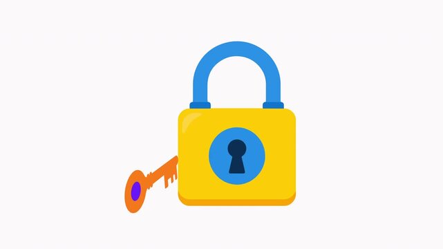 Safety, privacy and digital security concept with colorful unlocked padlock isolated vector illustration, Cyber security and data protection unlocked padlock loop animation, 2d flat vector concept.