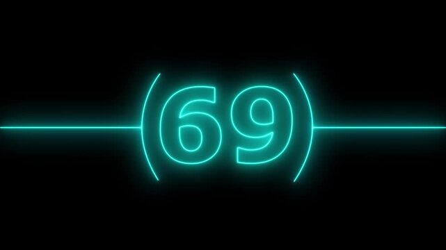 Neon bright glowing countdown timer from 75 to 0 seconds. Neon glowing countdown timer 75 second animation .Neon Countdown on black background. Neon bright glowing countdown timer