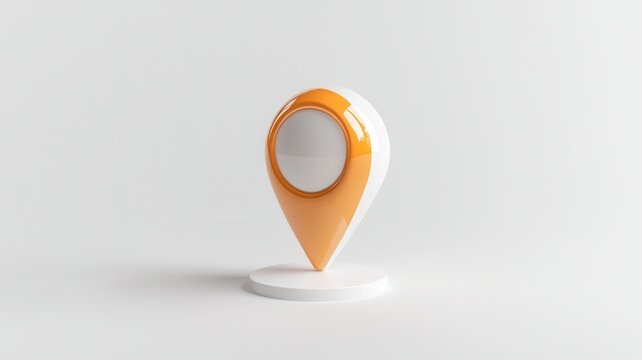 Textured orange location pin symbol indicating digital navigation journey destination finding tracking