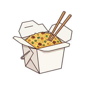 Minimalist Vector Illustration of Fried Rice