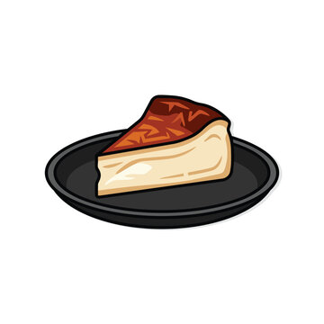 Minimalist Vector Illustration of Burnt Cheesecake Slice