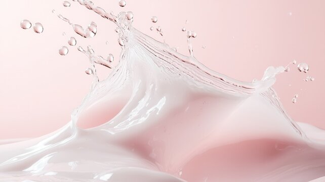 Water splashing into smooth cream creating a wave of hydrating cosmetic liquid moisture concept for skincare