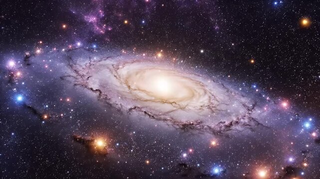 A vibrant spiral galaxy teeming with stars and nebulae against the cosmic backdrop.