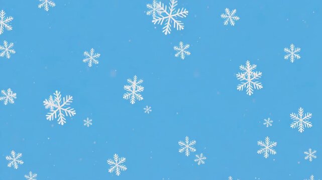 Gentle Snowfall animation with blue background and black bars for text overlay
