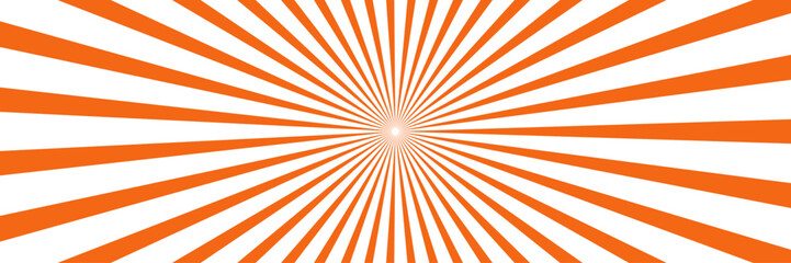 Obraz premium Orange and white sunburst pattern with radial stripes radiating from a central point, isolated on a white background, for use in, posters, banners, and, various visual compositions