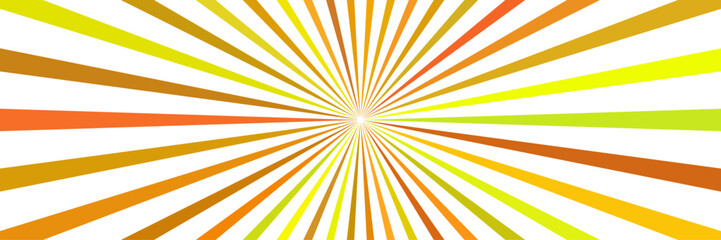 Obraz premium Sunburst pattern with radiating stripes in shades of yellow, orange, and brown, featuring a central focal point on a transparent background, and visual layouts