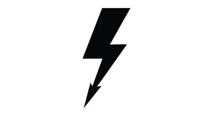 Black lightning bolt shape against a white background a striking silhouette © njhasan