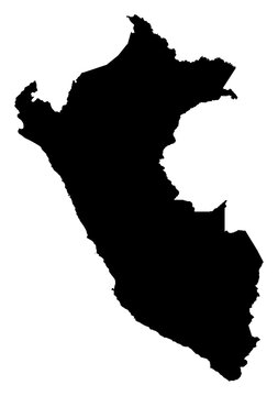 Black Silhouette Peru Map American Country