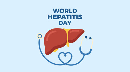 Naklejka premium World Hepatitis Day Stethoscope And Liver Flat Vector Illustration