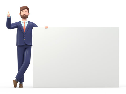 3D people holding an empty white board for insert a concept