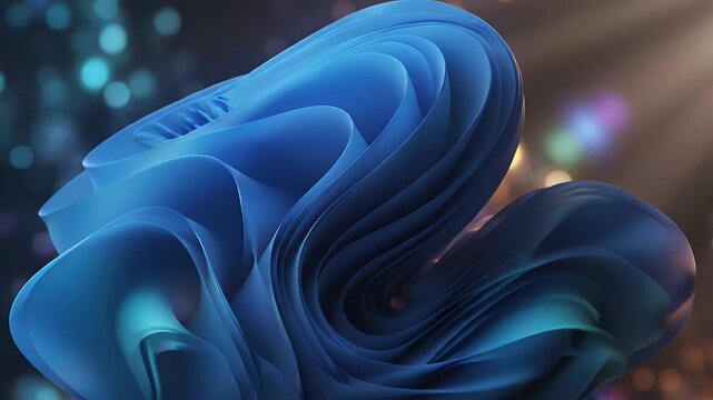 Abstract blue fluid waves with bokeh background