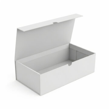 Open empty white cardboard gift box with lid 3D
