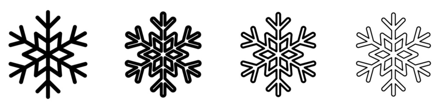 Snowflake line icon for winter weather design. Vector illustration.