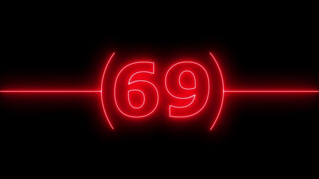 Neon bright glowing countdown timer from 75 to 0 seconds. Neon glowing countdown timer 75 second animation .Neon Countdown on black background. Neon bright glowing countdown timer