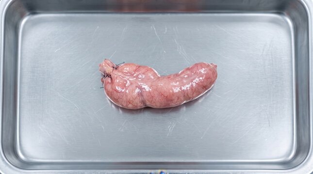 Human Appendix Close Up on Sterile Surgical Tray Medical Anatomy Pathology and Healthcare Research