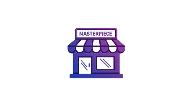 Modern storefront icon with masterpiece sign