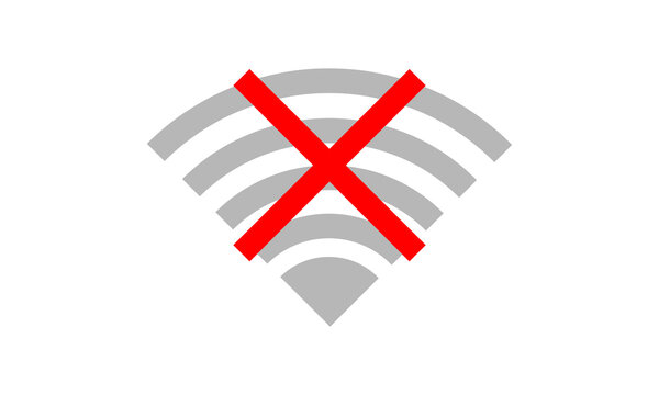 No WiFi Signal Connection Symbol with Red Cross Isolated on Transparent Background